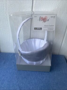 Studio His & Hers White and Silver Flower Basket